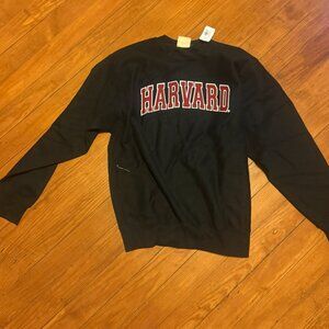 Black Harvard Crew Sweatshirt by MV Sport Proweave Arch Logo Tackle Twill